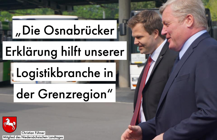 Fühner: „Wir wollen die Mobilität länderübergreifend verbessern. Die „Osnabrücker Erklärung“ zeigt, dass wir vorankommen.“